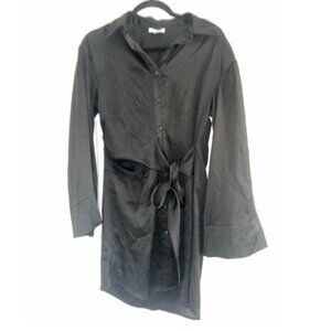 Mini Tie Front Black Dress